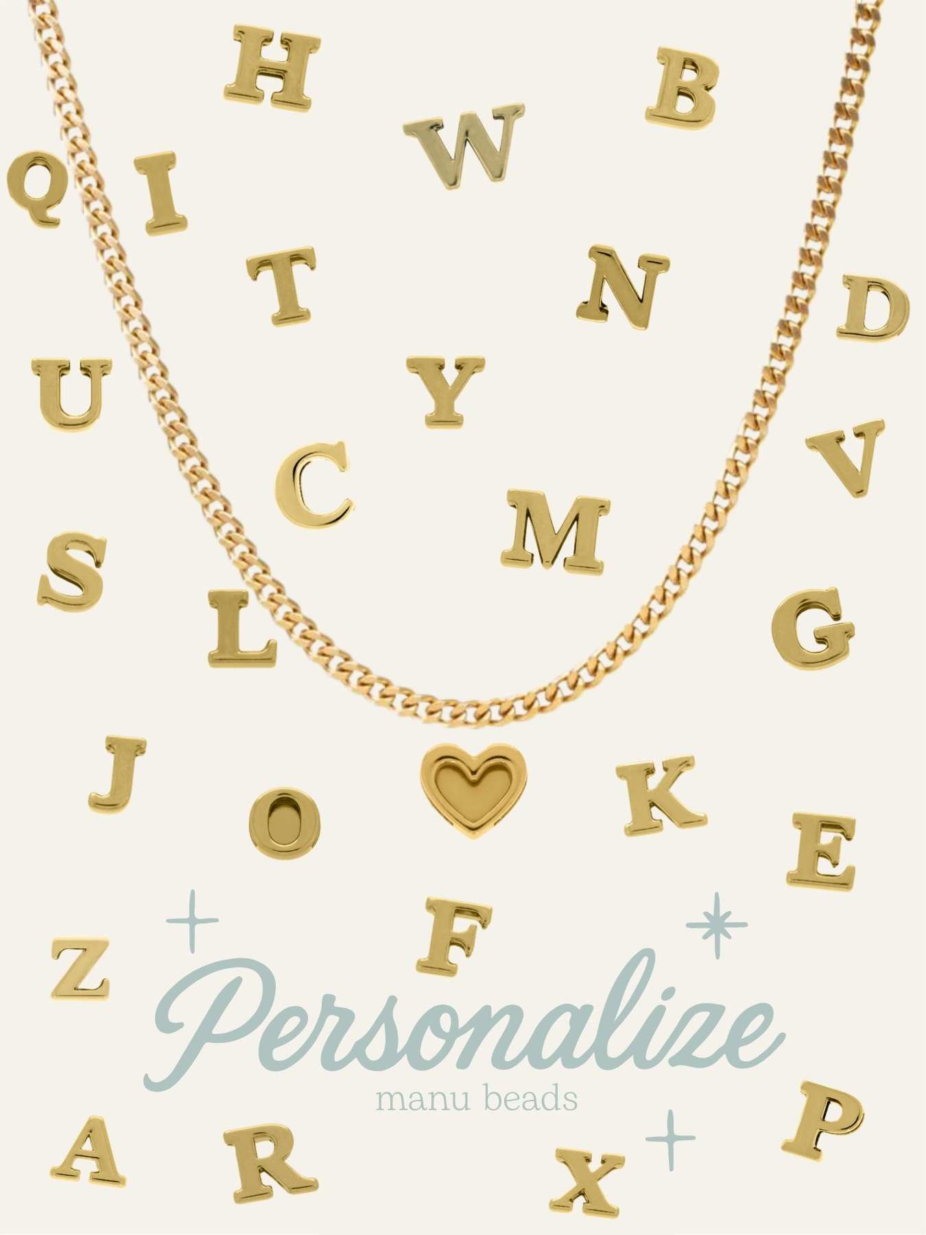 corrente letra passante personalizável